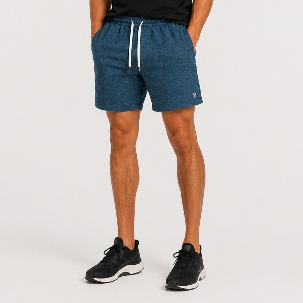 Vuori Ponto Short Mens Large Indigo Heather Blue 7 Inch Inseam V344 Athletic